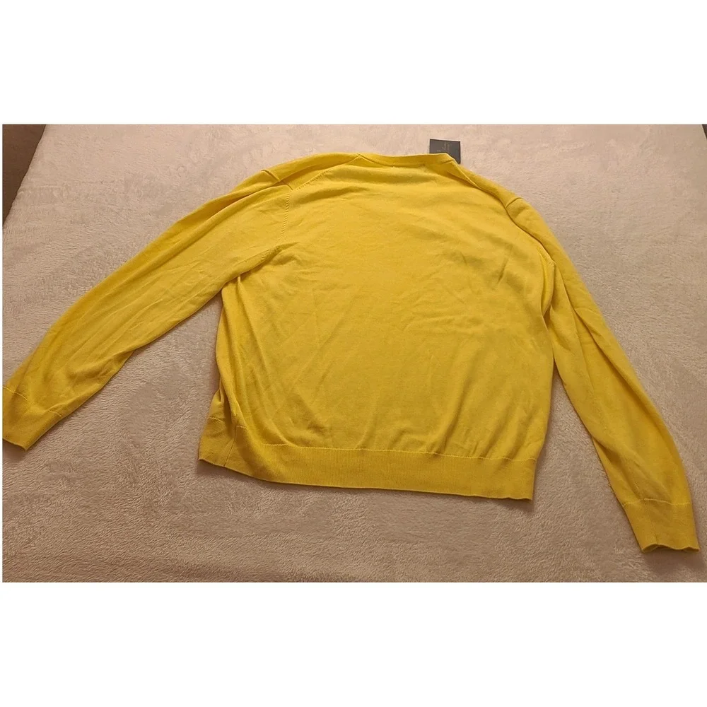 Brooks‎ Brothers Men's Supima Cotton V-Neck Sweater Yellow L Long sleeve New NWT